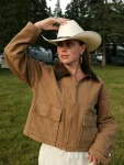 Rodeo Cowgirl Courtney Steeves Brown Cotton Jacket