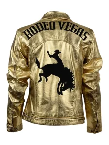 Rodeo Vegas Gold Metallic Leather Jacket