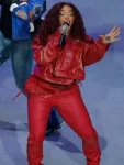 Super Bowl Halftime Show 2025 SZA Red Leather Jacket