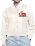 Super Bowl LIX 2025 Women Cream Varsity Jacket
