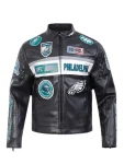 NFL Philadelphia Eagles Unisex Black Moto Jacket