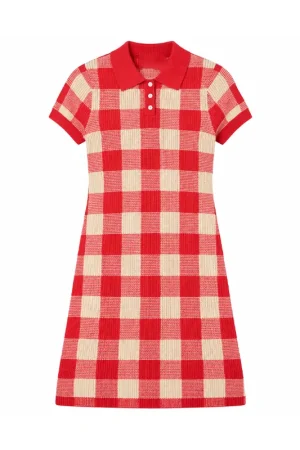 Taylor Swift Chiefs Game Red Checked Polo Dress