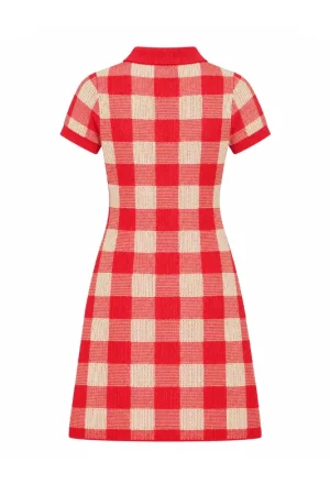 Taylor Swift Chiefs Game Red Checked Polo Dress